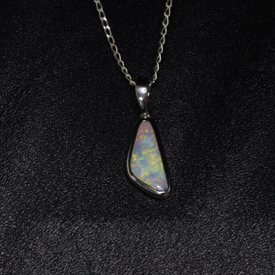 Australian Black Opal silver pendant