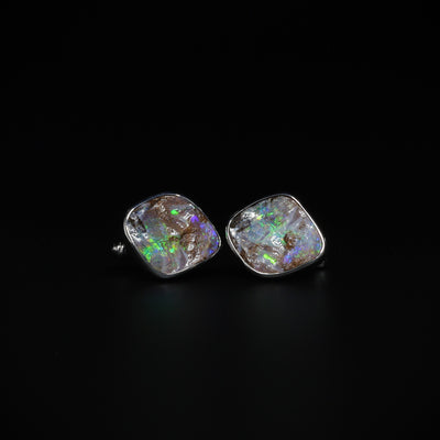 Australian Boulder Opal silver Cufflinks 