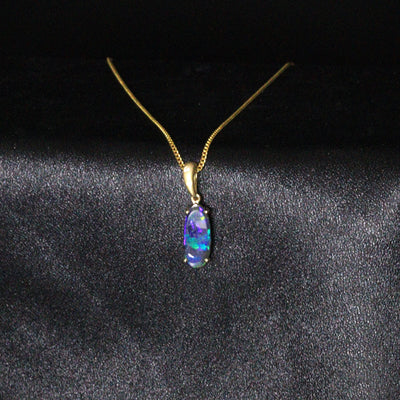 Australian Boulder Opal 18K Gold Pendant