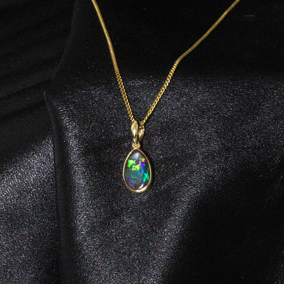 Australian Boulder Opal 18K Gold Pendant