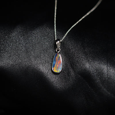 Australian opal doublet silver pendant