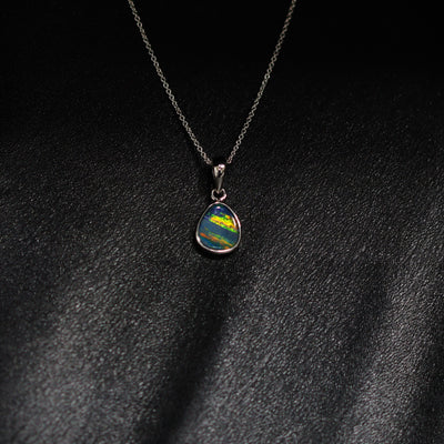 Australian opal doublet silver pendant