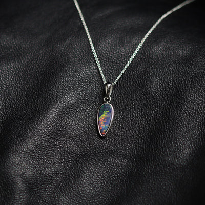 Australian opal doublet silver pendant