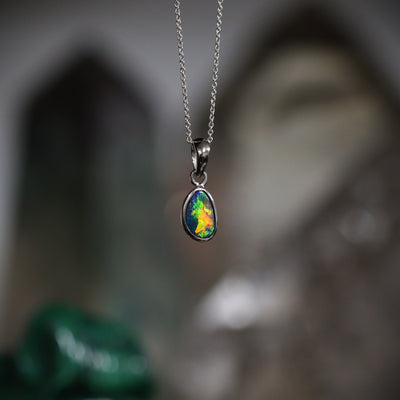 Australian opal doublet silver pendant