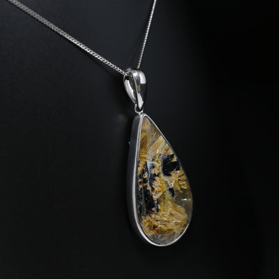 Golden Rutilated Quartz Silver Pendant